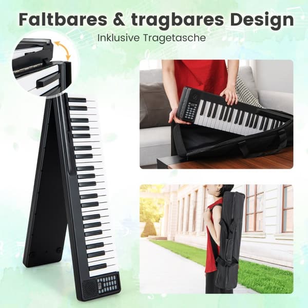 Digitalpiano, 137x16.5x5 cm, Svart och Vit