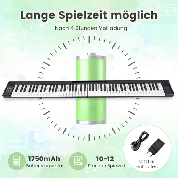 Digitalpiano, 137x16.5x5 cm, Svart och Vit