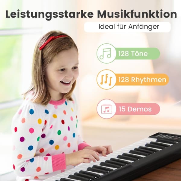 Digitalpiano, 137x16.5x5 cm, Svart och Vit