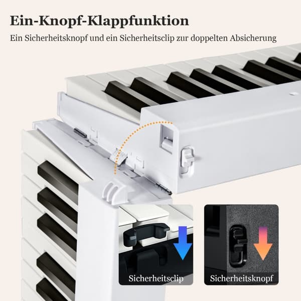 Digitalpiano med tangentbord, 126x30x22,5 cm, Svart