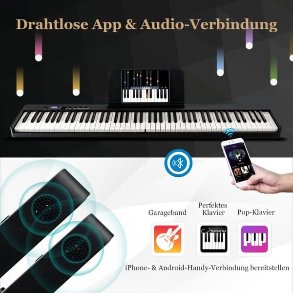 Digitalpiano, Klaviatur, 126x30x22,5 cm, Svart