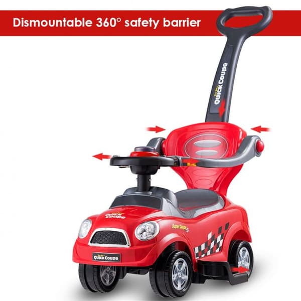 Ajettava auto, Lasten 3 in 1 ajettava auto työntöaisalla, 85x46x85 cm, Sininen