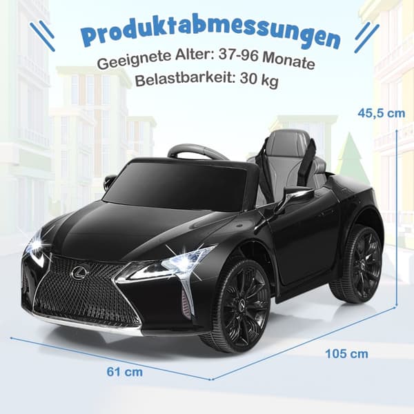 Lasten sähköauto, Lexus LC500, 107x60.5x43 cm, Musta