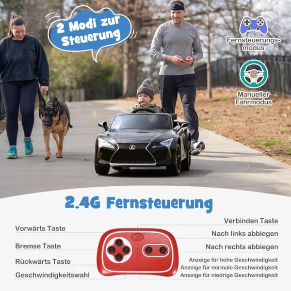 Lasten sähköauto, Lexus LC500, 107x60.5x43 cm, Musta
