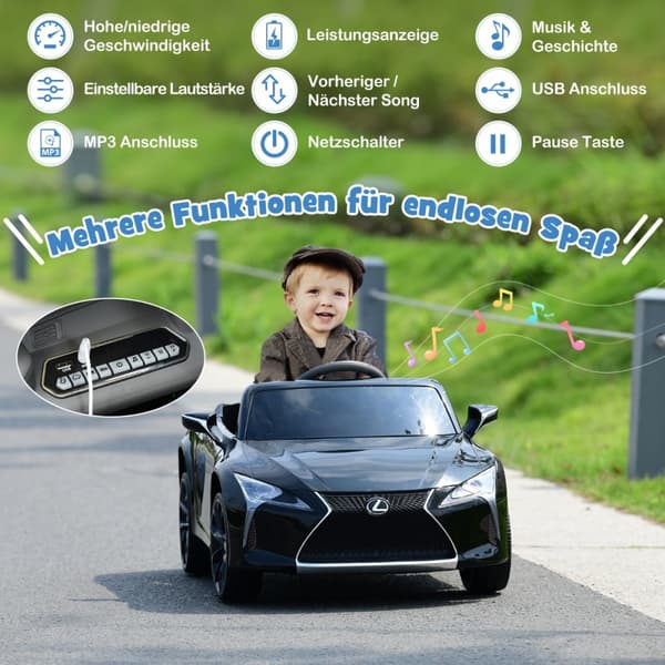 Lasten sähköauto, Lexus LC500, 107x60.5x43 cm, Musta