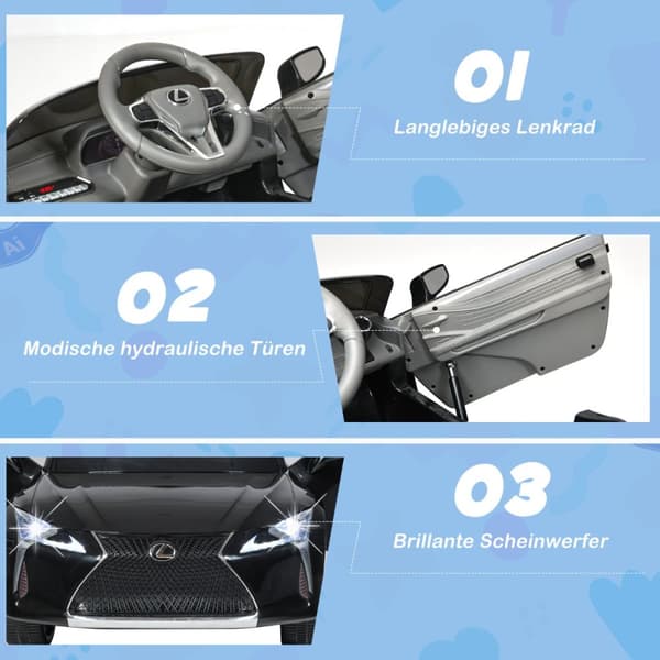 Lasten sähköauto, Lexus LC500, 107x60.5x43 cm, Musta