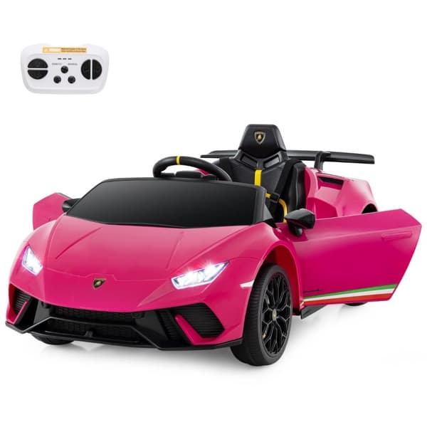 Lasten sähköauto, Lamborghini 12V, 118.5x63x48 cm, vaaleanpunainen