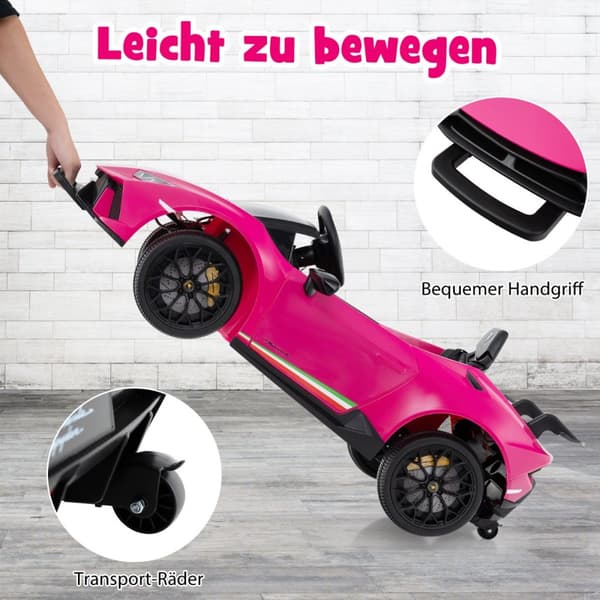 Lasten sähköauto, Lamborghini 12V, 118.5x63x48 cm, vaaleanpunainen