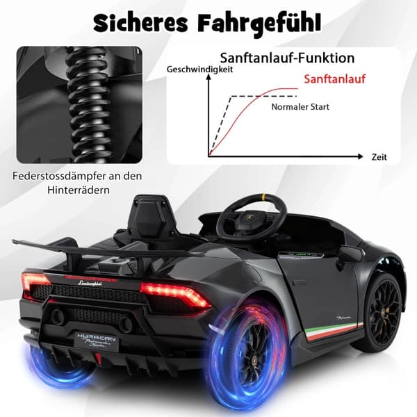 Lasten sähköauto, Lamborghini 12V, 118.5x63x48 cm, vaaleanpunainen