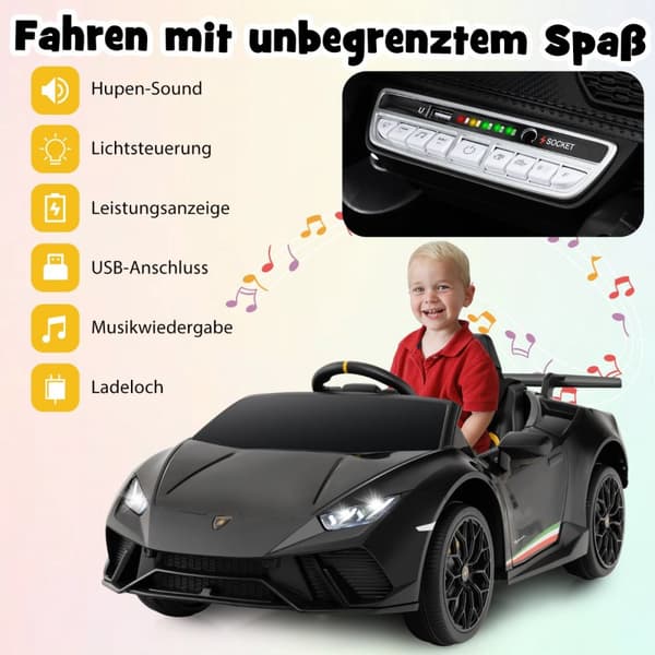 Lasten sähköauto, Lamborghini 12V, 118.5x63x48 cm, vaaleanpunainen