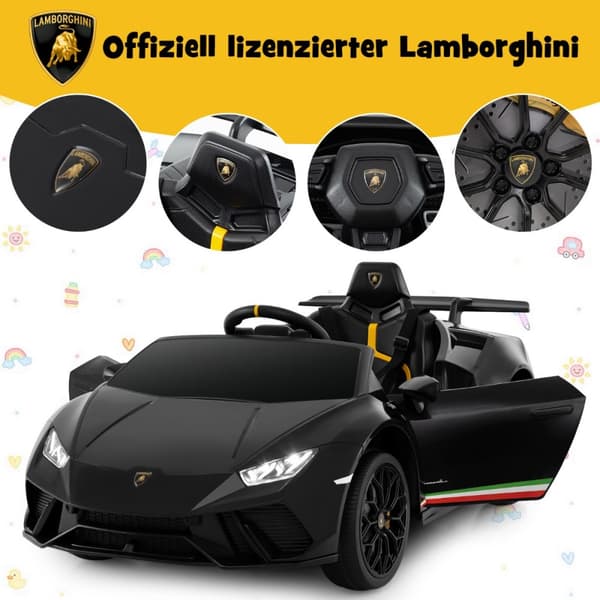 Lasten sähköauto, Lamborghini 12V, 118.5x63x48 cm, vaaleanpunainen