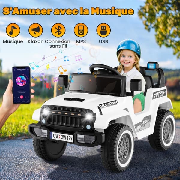 Sähköinen Jeep, 60x95x60 cm, Valkoinen