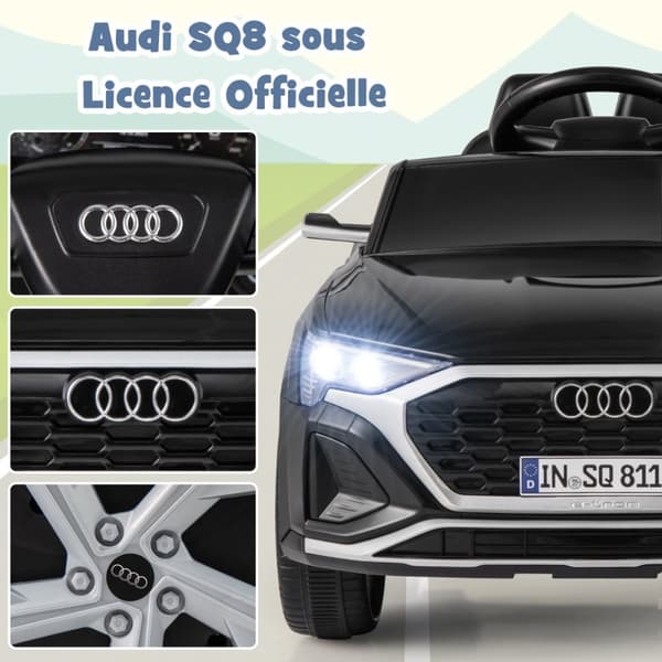 Elektrisk bil til børn, Audi SQ8, 98x49x43 cm, Sort
