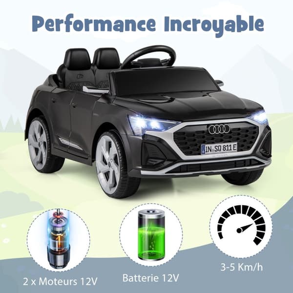 Elektrisk bil til børn, Audi SQ8, 98x49x43 cm, Sort
