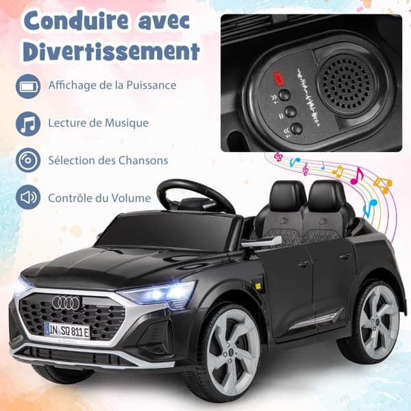 Sähköauto lapsille, Audi SQ8, 98x49x43 cm, Musta