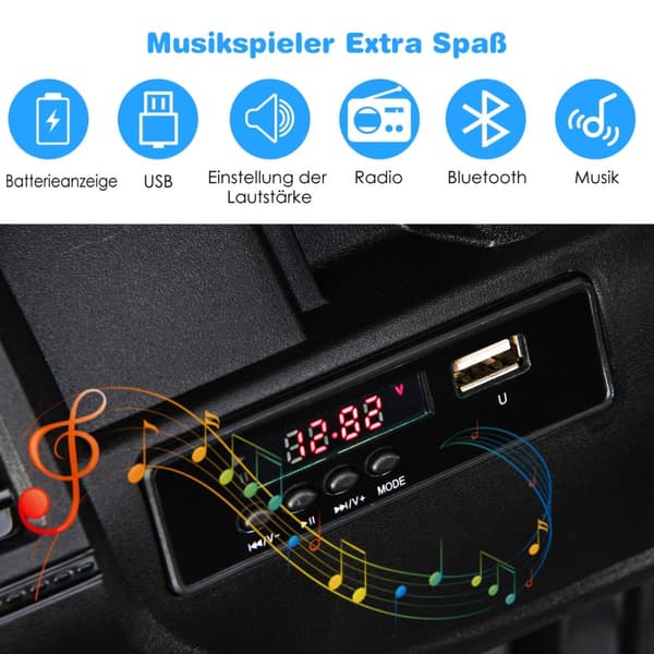 Lasten sähköauto, 114x78x67 cm, Musta