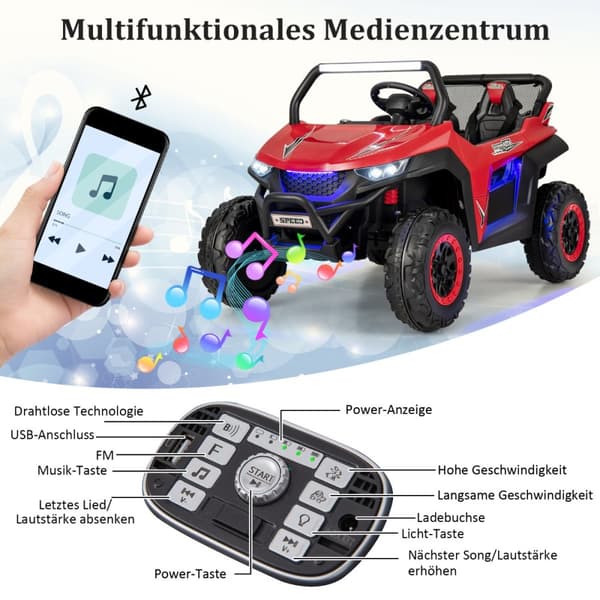 Lasten auto, 118x74x71 cm, punainen.