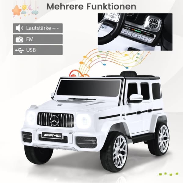 Sähköauto lapsille, Mercedes Benz, 105.5x62x54.5 cm, valkoinen