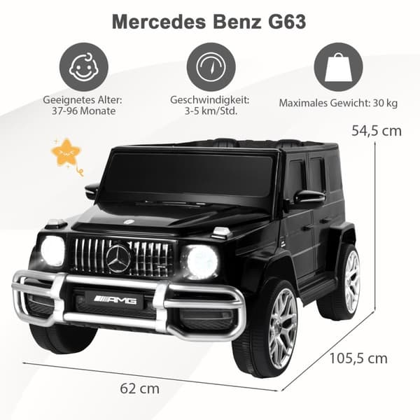 Sähköauto lapsille, Mercedes Benz, 105.5x62x54.5 cm, Musta