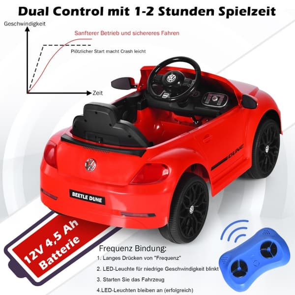 Lasten auto, VW Kupla, 94x55.5x47 cm, punainen
