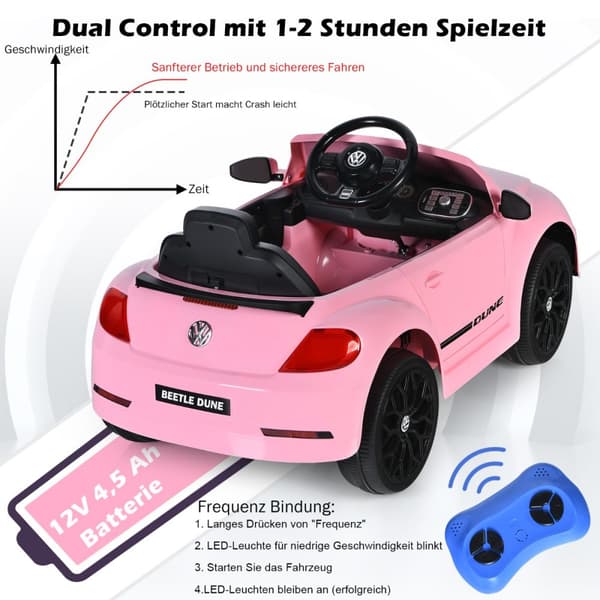 Lasten auto, VW Kupla, 94x55.5x47 cm, vaaleanpunainen
