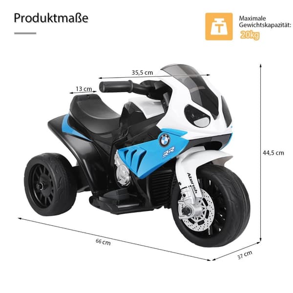 Elektrisk motorcykel för barn, 66x37x44,5 cm, Blå