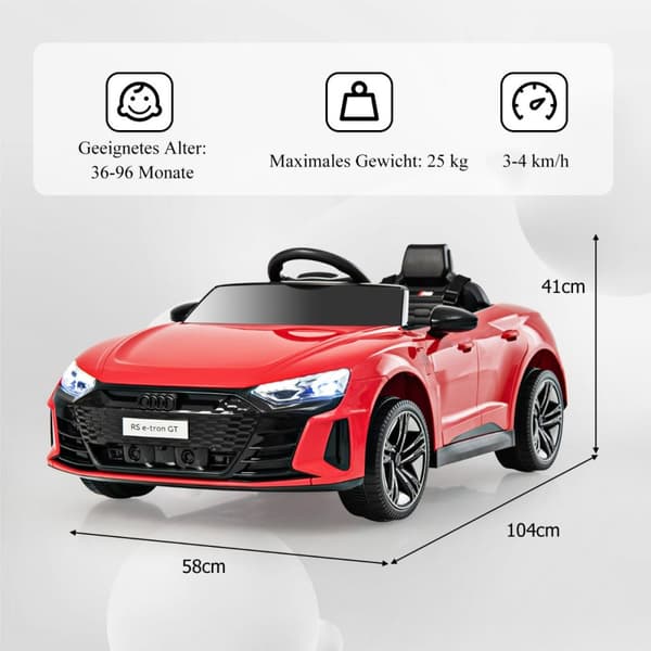Lasten sähköauto, Audi RS, punainen