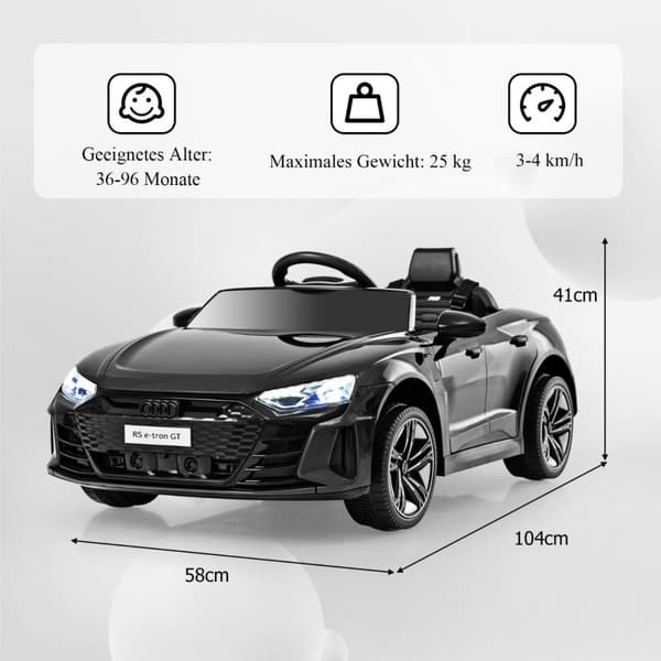 Lasten sähköauto, Audi RS, Musta