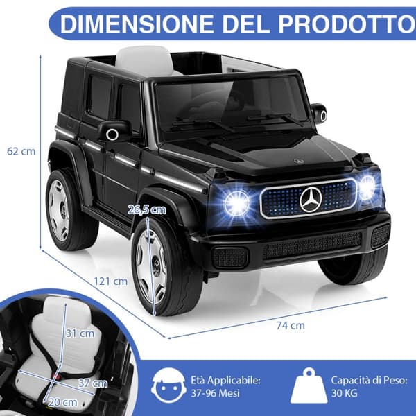Lasten sähköauto, 12V 9AH 4WD, 121x74x62 cm, Musta