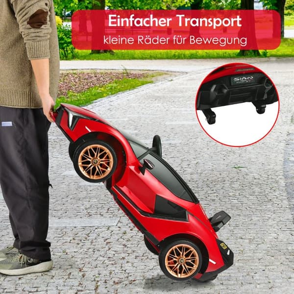 Lasten sähköauto, 12V Lamborghini, 108x64x41 cm, punainen