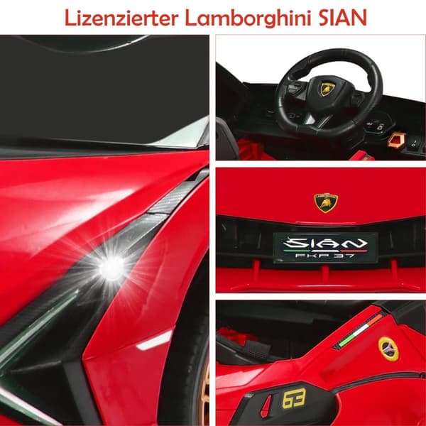 Børns Elektrisk Bil, 12V Lamborghini, 108x64x41 cm, Rød