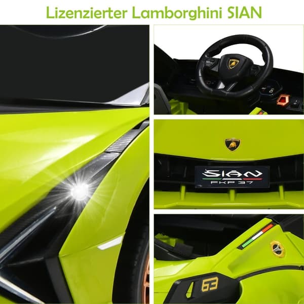 Lasten sähköauto, 12V Lamborghini kauko-ohjaimella, 108x64x41 cm, Vihreä