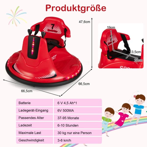 Lasten puskuriauto, 66,5x66,5x47,6 cm, pinkki