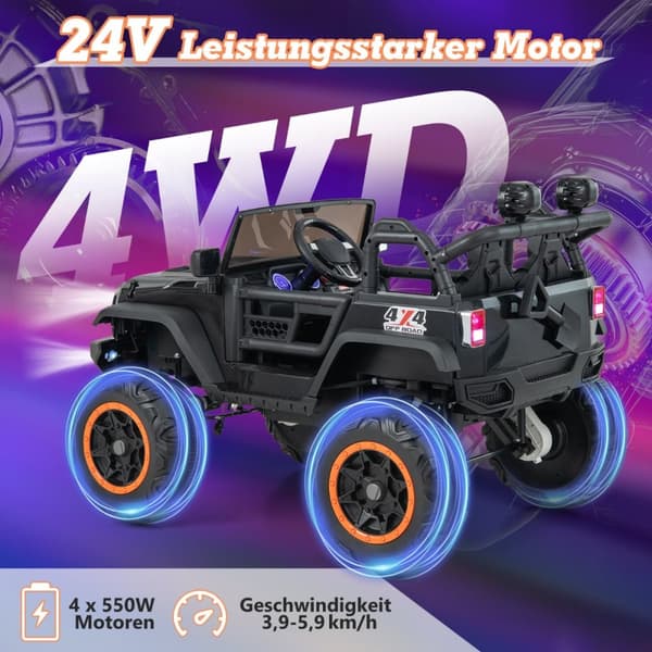 Sähköauto lapsille, 122x86x83 cm, Musta