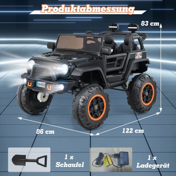 Sähköauto lapsille, 122x86x83 cm, Musta
