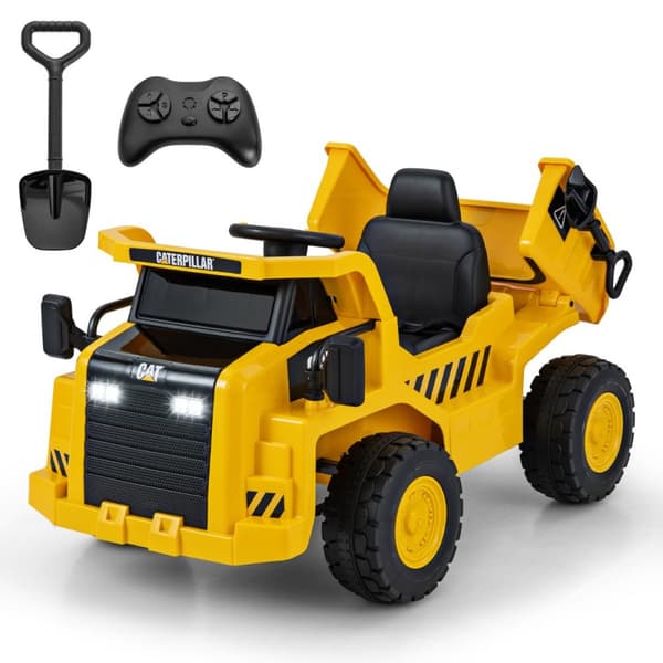 Lasten sähköauto, Caterpillar 12V, 110x70.5x61.5 cm, keltainen