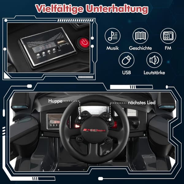 Sähköauto lapsille, Audi, 110x61x54 cm, Harmaa