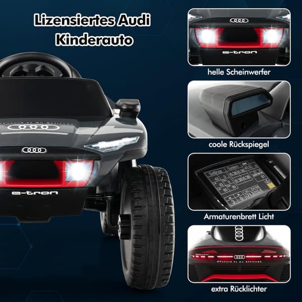 Elektrisk bil til børn, Audi, 110x61x54 cm, Grå