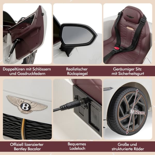 Lasten sähköauto, Virallisesti lisensoitu Bentley Bacalar, 108x65x45 cm, Musta