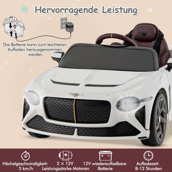 Lasten sähköauto, Virallisesti lisensoitu Bentley Bacalar, 108x65x45 cm, Musta