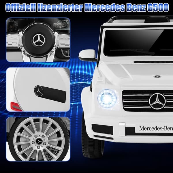Sähköauto lapsille, Mercedes Benz G500, 67x114x53.5 cm, valkoinen