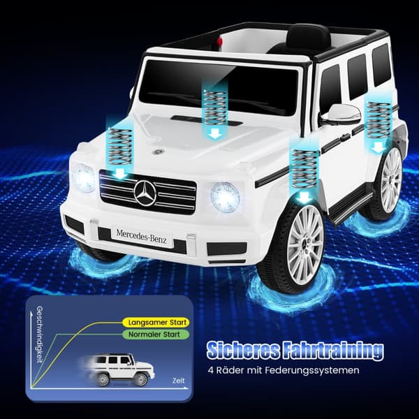 Sähköauto lapsille, Mercedes Benz G500, 67x114x53.5 cm, valkoinen