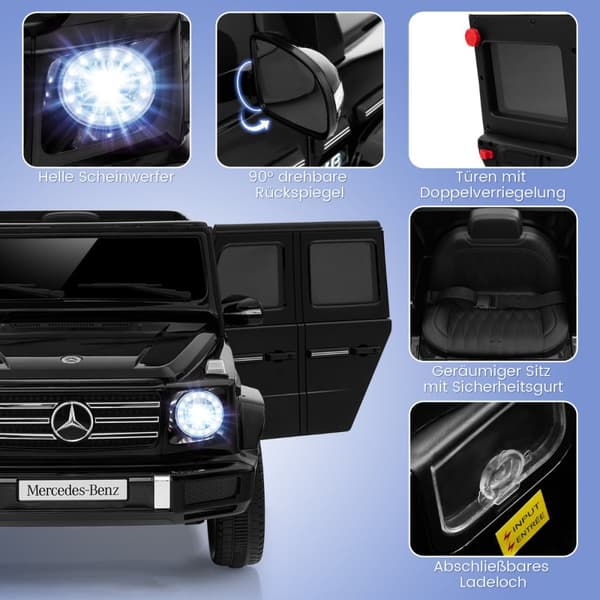 Sähköauto, Mercedes Benz G500, 67x114x53.5 cm, Musta