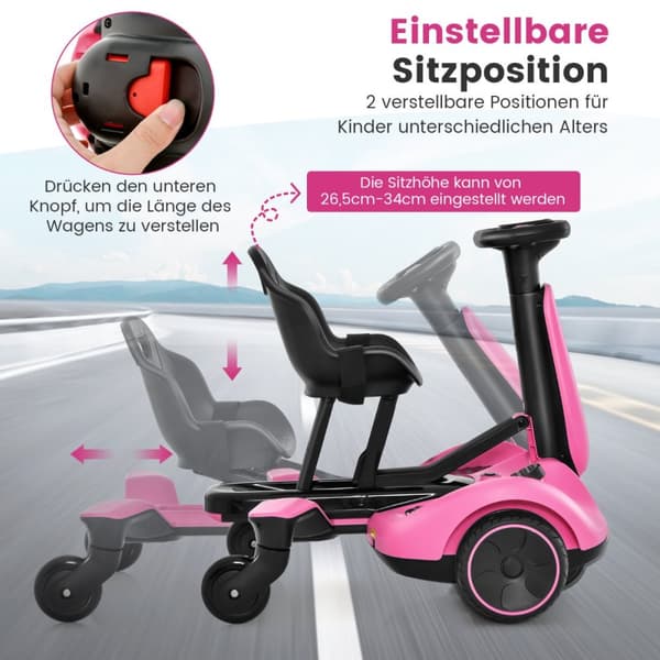 Sähkökäyttöinen Drift-auto, 85x45x55 cm, Pinkki