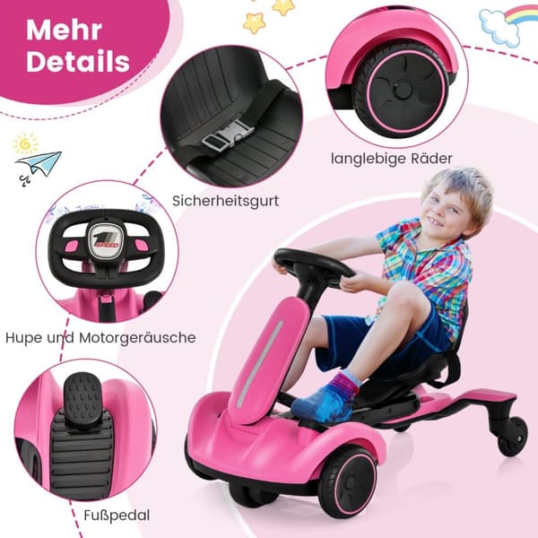 Sähkökäyttöinen Drift-auto, 85x45x55 cm, Pinkki