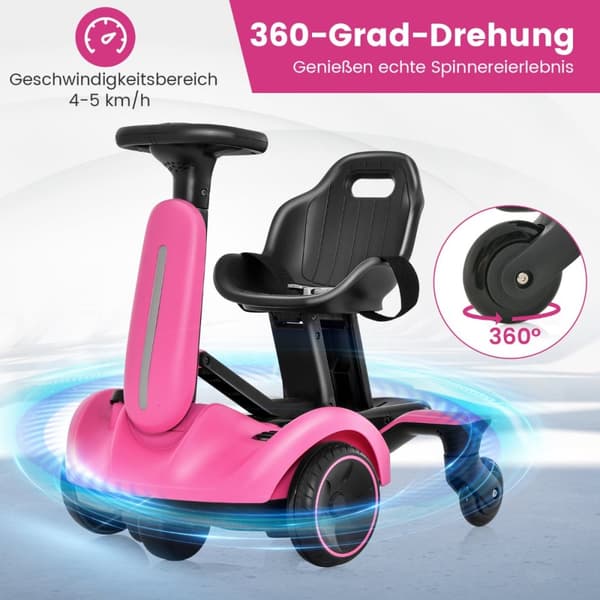 Sähkökäyttöinen Drift-auto, 85x45x55 cm, Pinkki