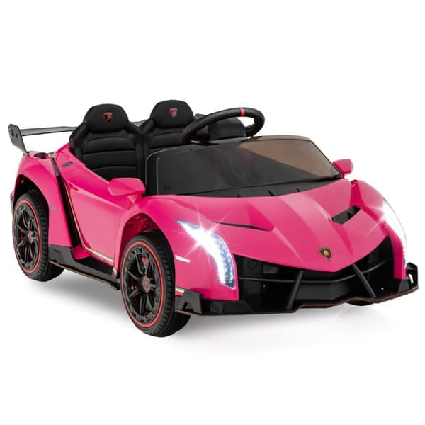 Sähköauto lapsille, Lamborghini kauko-ohjauksella & LED-ajovalot & äänitorvi & musiikki, 111x61x45 cm, pinkki
