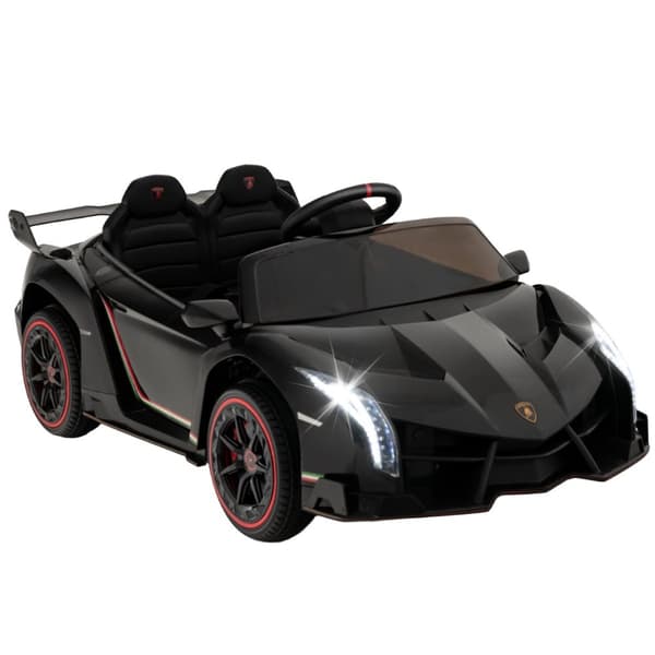 Sähköauto lapsille, Lamborghini kauko-ohjaimella & LED-ajovalot & äänitorvi & musiikki, 111x61x45 cm, Musta