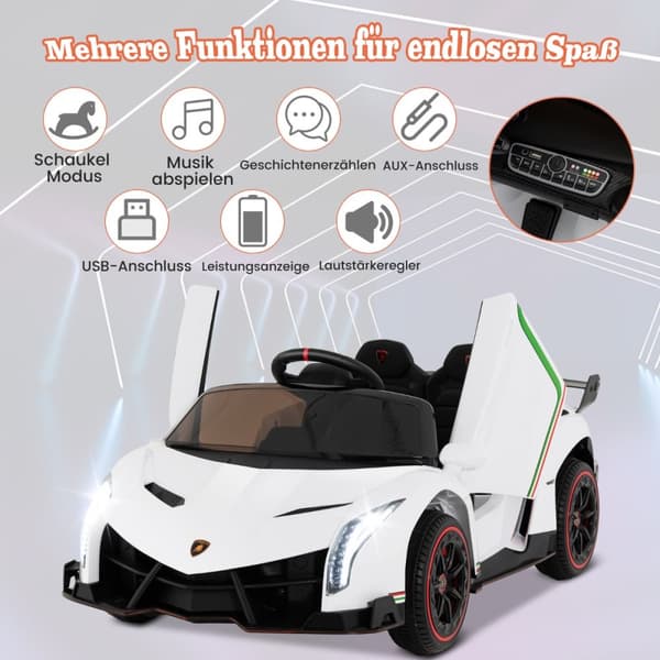 Sähköauto lapsille, Lamborghini kaukosäätimellä, 111x61x45 cm, Musta
