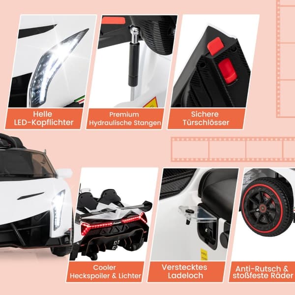 Sähköauto lapsille, Lamborghini kaukosäätimellä, 111x61x45 cm, Musta